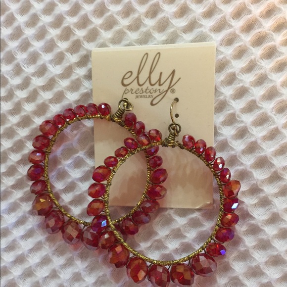 Red Crystal Hoops - Picture 2 of 4